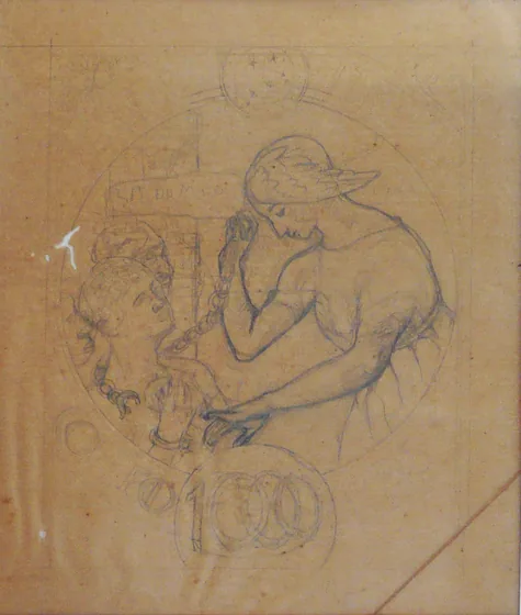 La Loi d'or - Étude préliminaire pour un timbre de la série lauréate du concours des Postes de 1904
