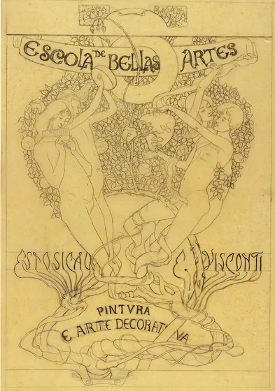 Les Arts - Étude pour la couverture du catalogue de l'Exposition de 1901
