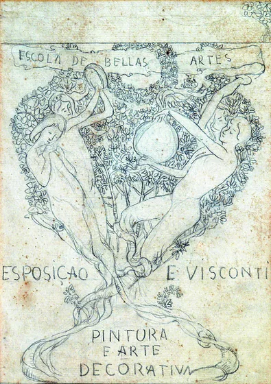 Les Arts - Étude préliminaire pour la couverture du catalogue de l'Exposition de 1901
