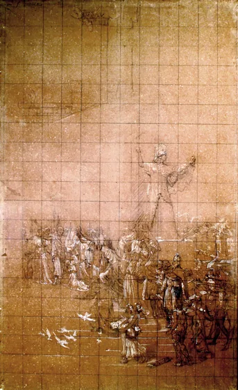 Athéna (Minerve) - Hommage à la Grèce - Carton de report pour le rideau de scène du Théâtre municipal de Rio de Janeiro