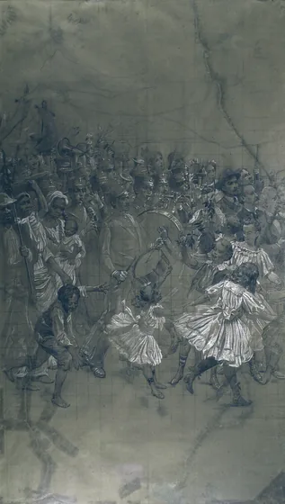 Fanfare - Carton de report pour le rideau de scène du Théâtre municipal de Rio de Janeiro
