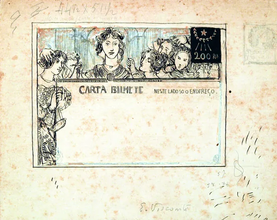 Carte-lettre pour l'étranger - La Communion républicaine - Étude pour une carte-lettre de la série lauréate du concours des Postes de 1904