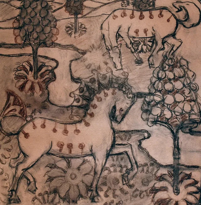 Caballos - Estudio para un tapiz o un papel pintado
