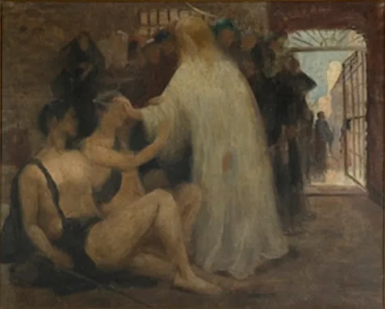 Scène biblique - Jésus guérissant des aveugles