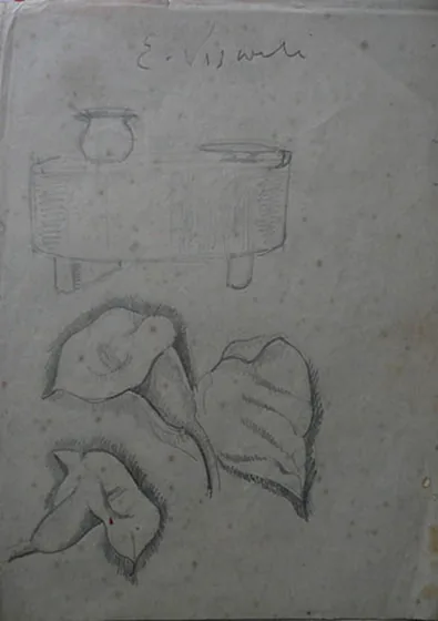 Arums - Feuillet détaché d'un carnet de notes