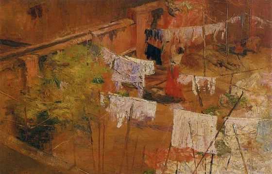 Étendant le linge