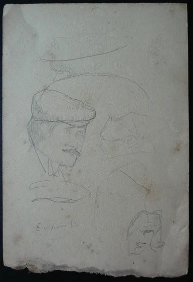 Figures à bord - Feuillet détaché d'un carnet de notes