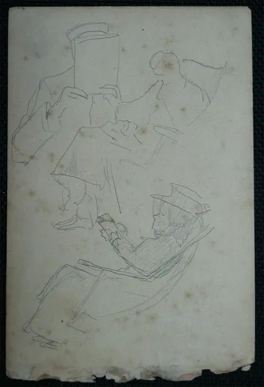 Figures au repos - Feuillet détaché d'un carnet de notes - verso de l'œuvre D965