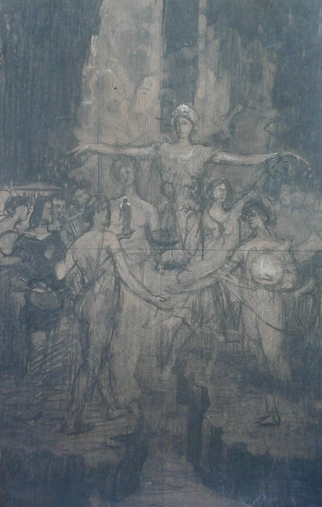 Instrucción (Solidaridad humana) - Estudio para el panel de la Biblioteca Nacional