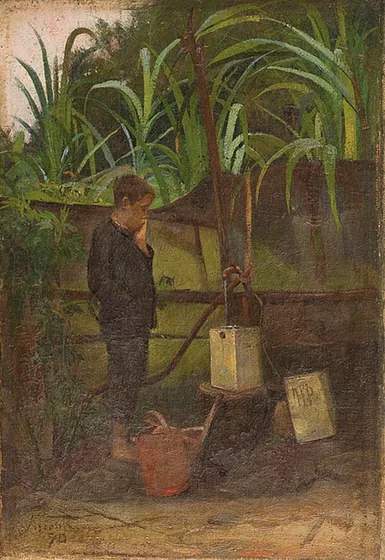 Garçon au bidon d'eau