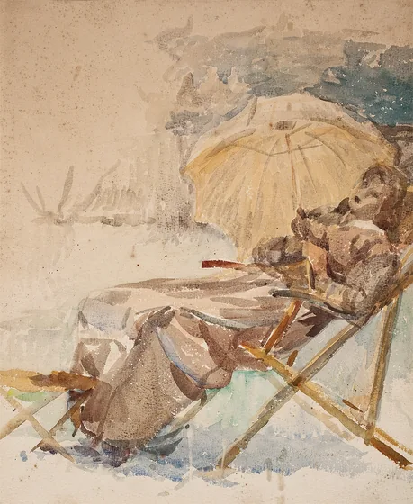 Femme à l'ombrelle - Étude pour « Le Bain de soleil »