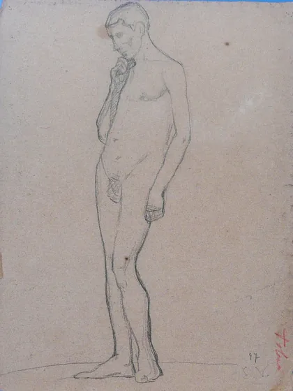 Nu à la main sous le menton - verso de l'œuvre D486