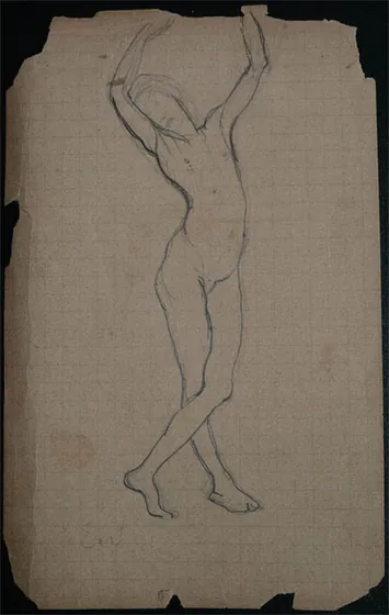 Nu - Feuillet détaché d'un carnet de notes