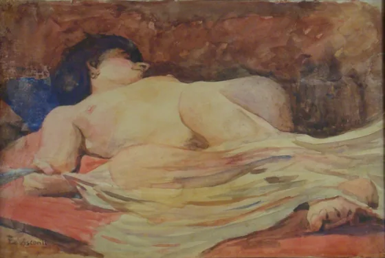 Nu en raccourci - Étude pour « Nu féminin au voile »