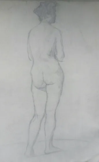 Nu féminin de dos - verso de l'œuvre D458
