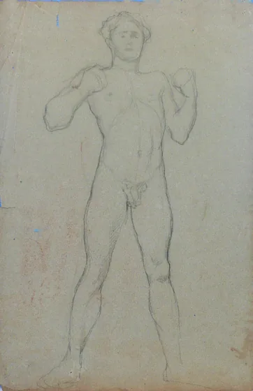 Nu masculin aux poings serrés - verso de l'œuvre D469