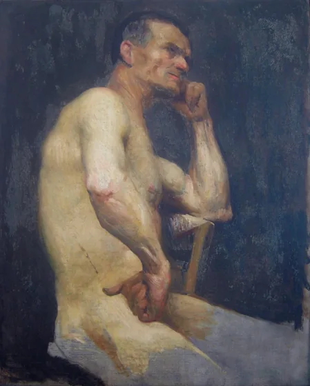 Nu masculin assis