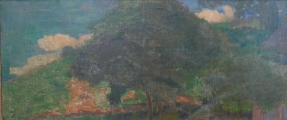 Paysage avec une colline