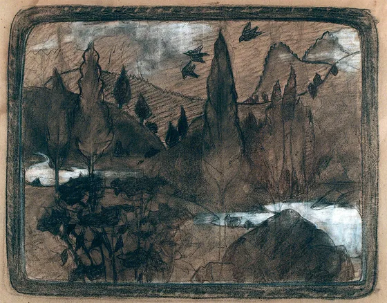 Paysage - Étude pour une marqueterie