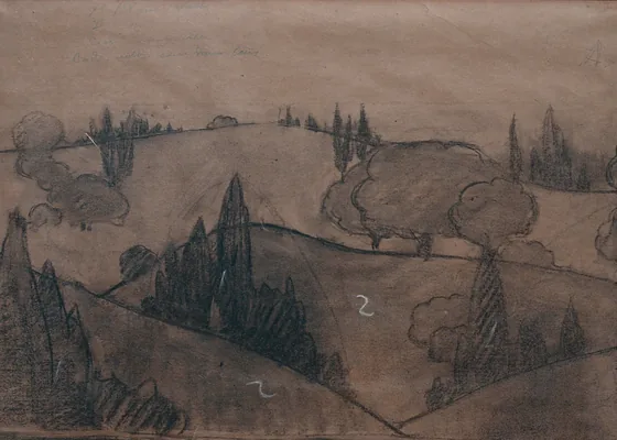 Paysage - Étude pour une marqueterie