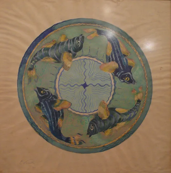 Poissons - Étude pour une assiette en céramique