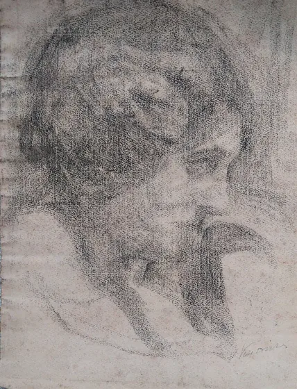 Profil féminin - verso de l'œuvre D567