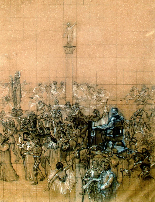 Santo Ambrósio - Cartão de transferência para o pano de boca do Theatro Municipal do Rio de Janeiro, Eliseu Visconti