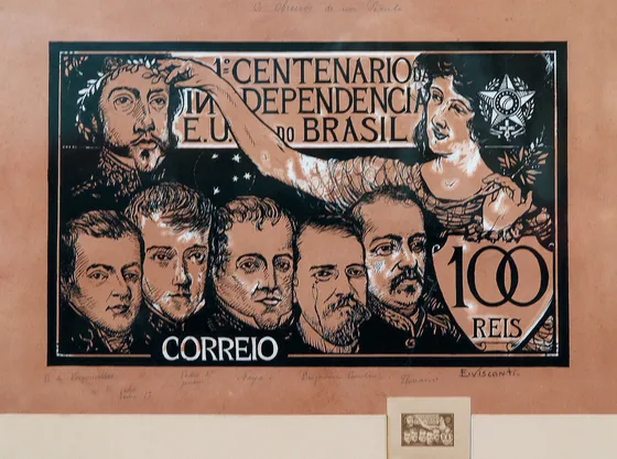 Timbre commémoratif du 1er centenaire de l'Indépendance - 100 réis - Étude pour un timbre