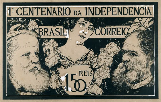 Timbre commémoratif du 1er centenaire de l'Indépendance - 150 réis - Étude pour un timbre