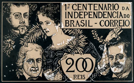 Timbre commémoratif du 1er centenaire de l'Indépendance - 200 réis - Étude pour un timbre