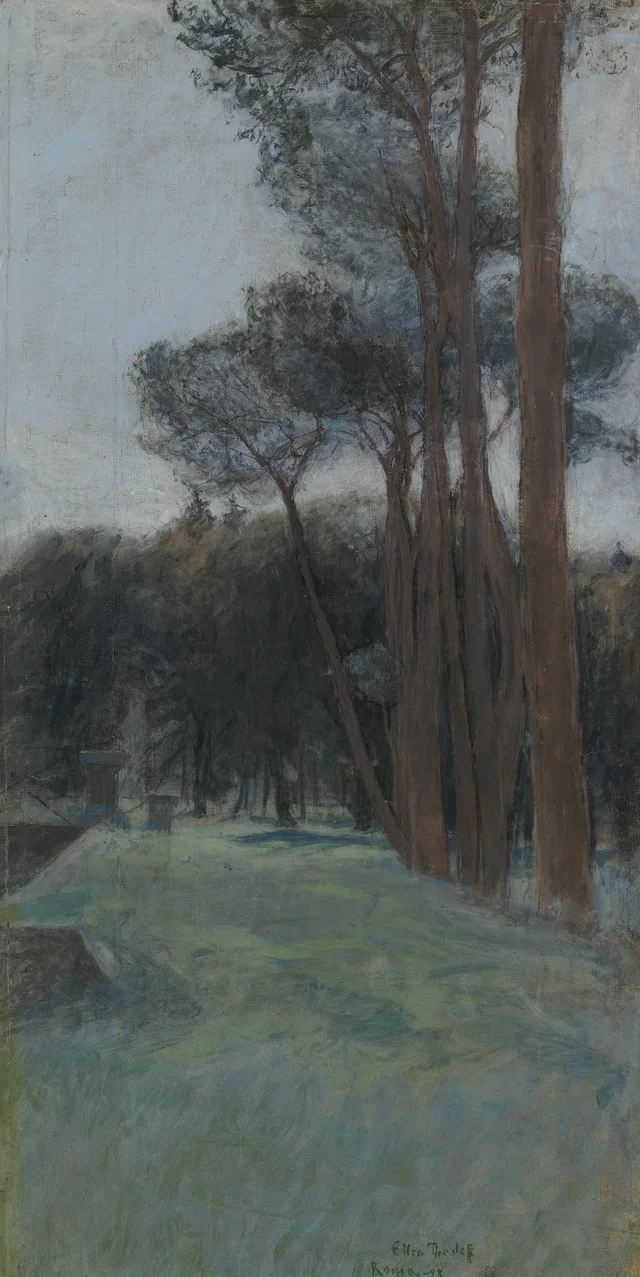 Pinos piñoneros en el parque de la Villa Borghese, Ellen Thesleff