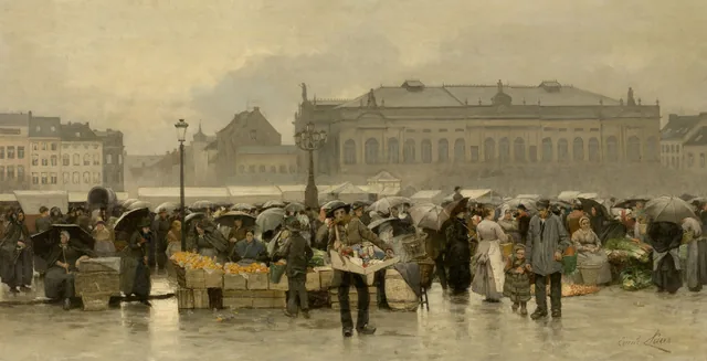 A Feira diante do teatro de Antuérpia, Émile Claus