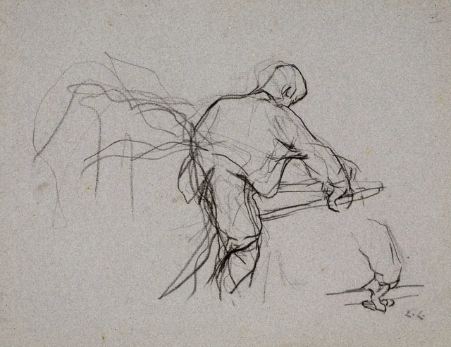 Ceifeiro e detalhe de sua mão (estudo), Émile Claus