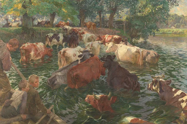 Vacas atravessando o Lys, Émile Claus