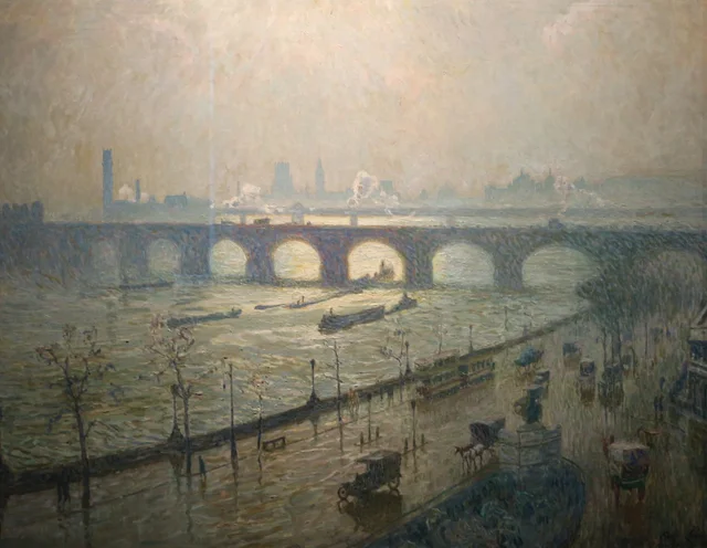 Puente de Waterloo, sol y lluvia. Marzo, Émile Claus