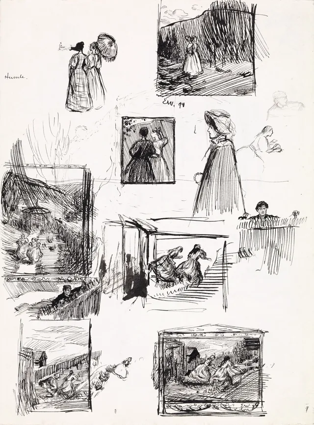 ヨナス・リー『ギーリエの家族』の挿絵のための準備習作、コペンハーゲン、1903年