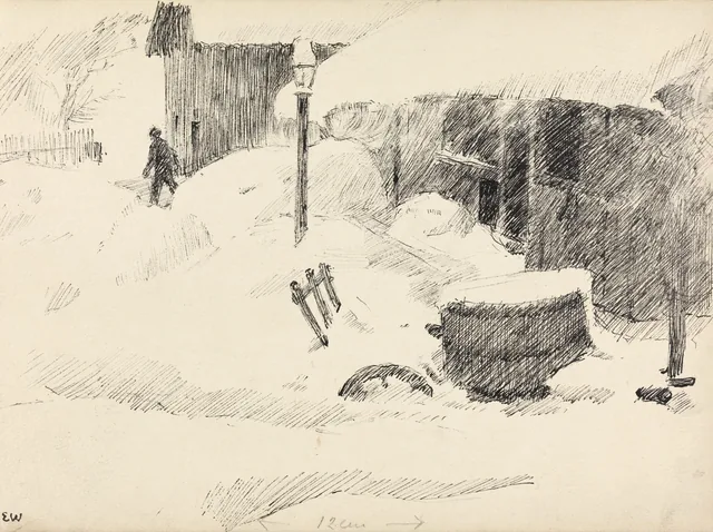 雪の農家の中庭