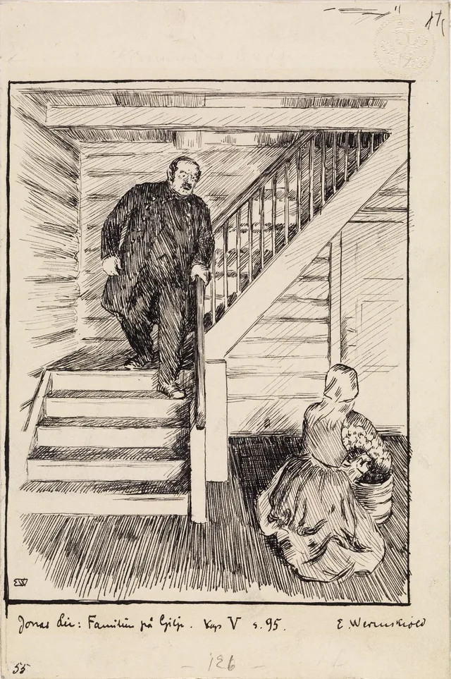 ヨナス・リー『ギーリエの家族』の挿絵、コペンハーゲン、1903年