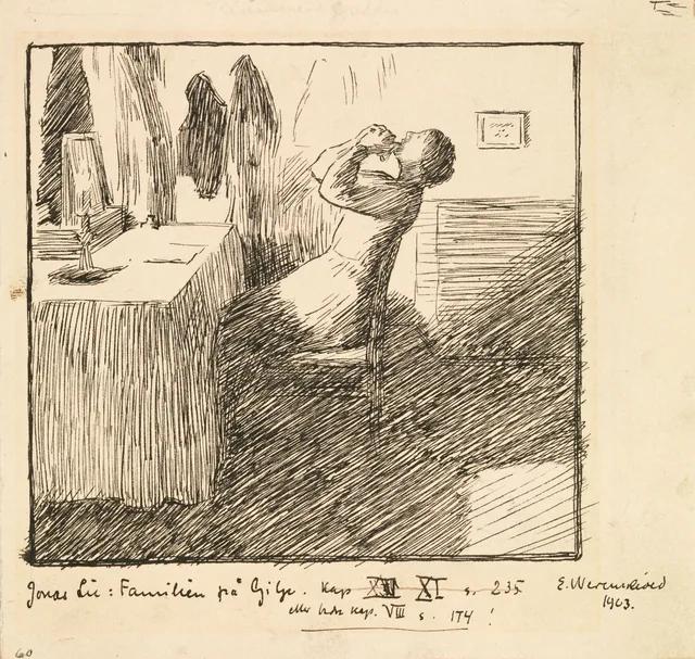 ヨナス・リー『ギーリエの家族』の挿絵、コペンハーゲン、1903年