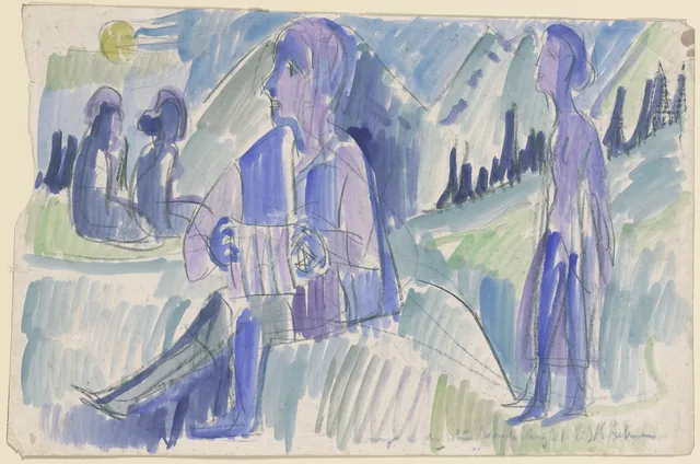 Accordionist in a Moonlit Night