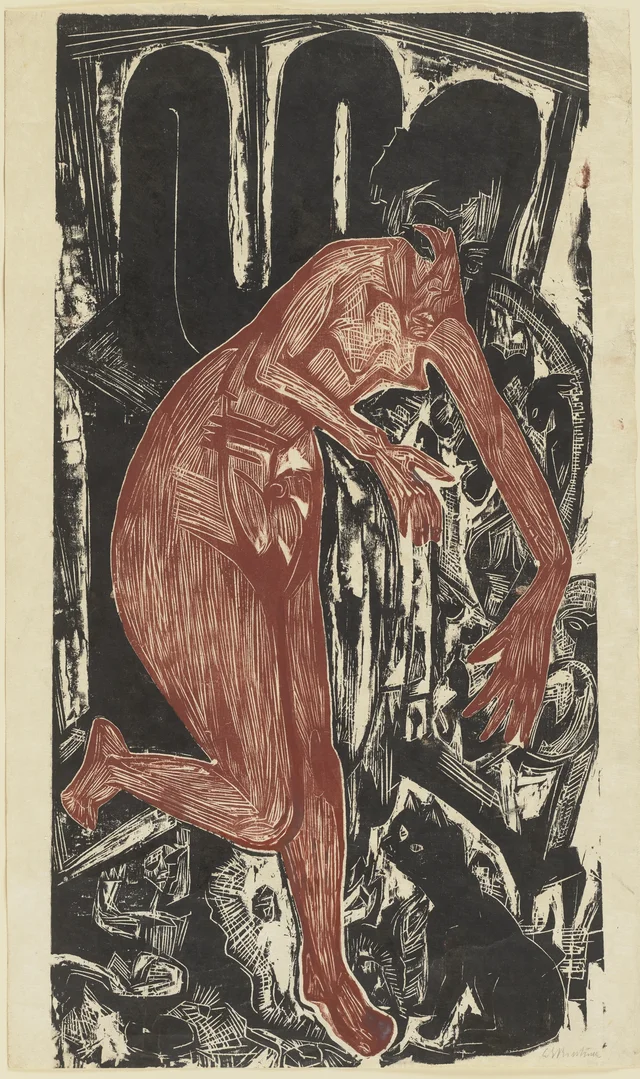 Woman Bathing by the Oven
