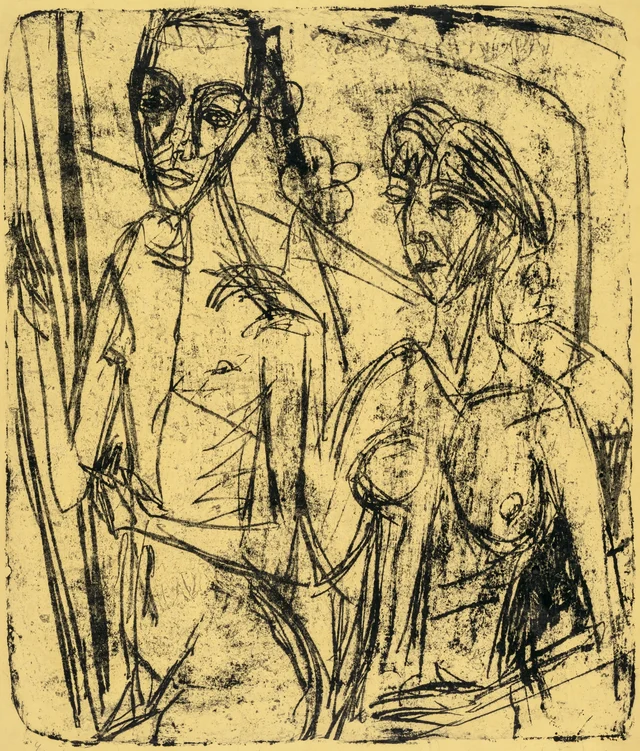 Couple in Room, Nude Man with Woman