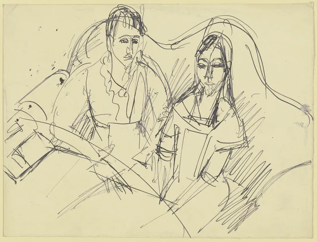 Couple sur un canapé à une table