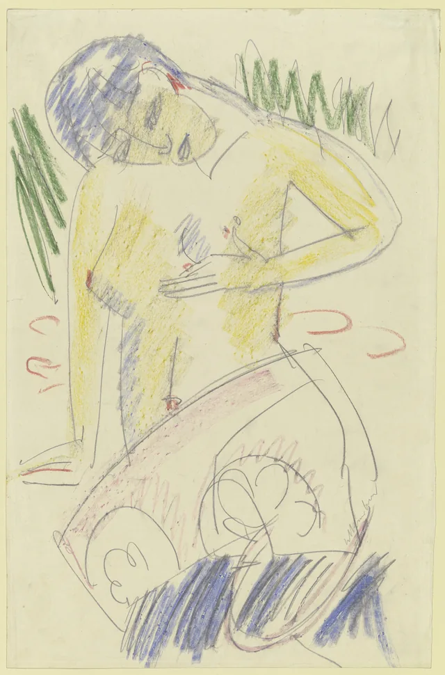 Kneeling Female Half-Nude