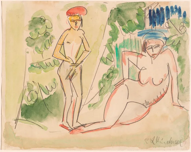 Deux baigneuses près des bois