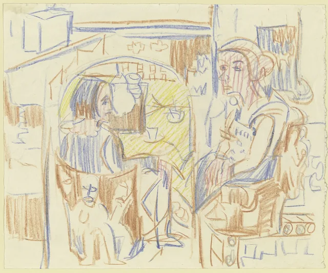 Two Women at the Coffee Table in Kirchner's Studio
