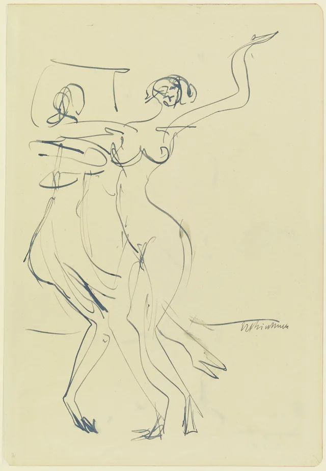 Two Nude Women Dancing, Ernst Ludwig Kirchner