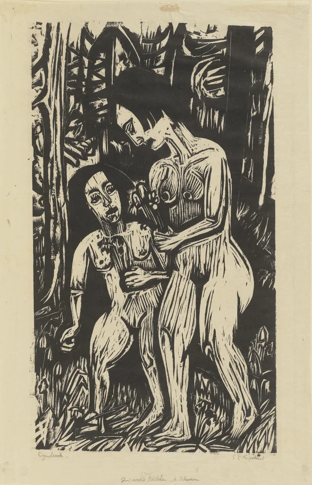 Two Nude Girls with Flowers