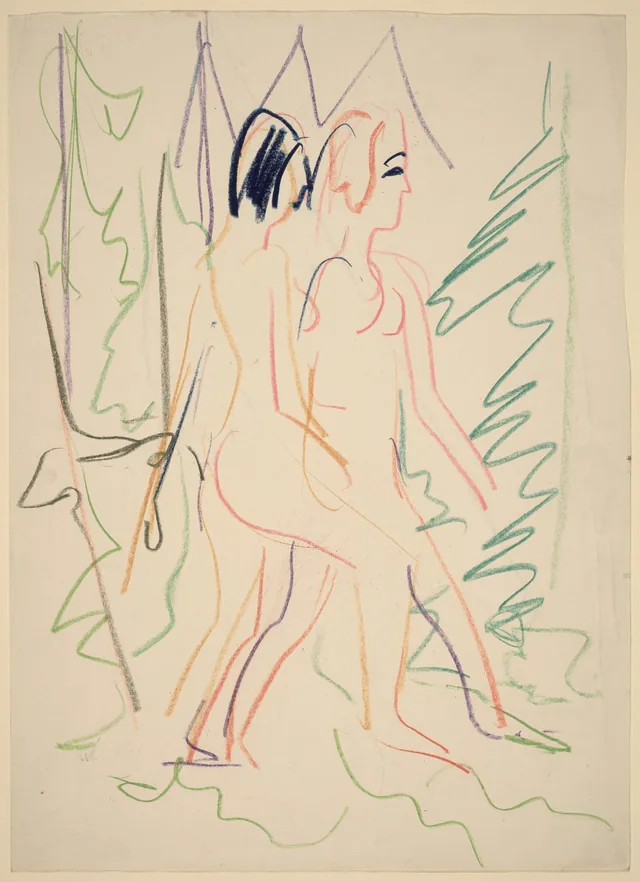 Dos desnudos en un bosque, Ernst Ludwig Kirchner