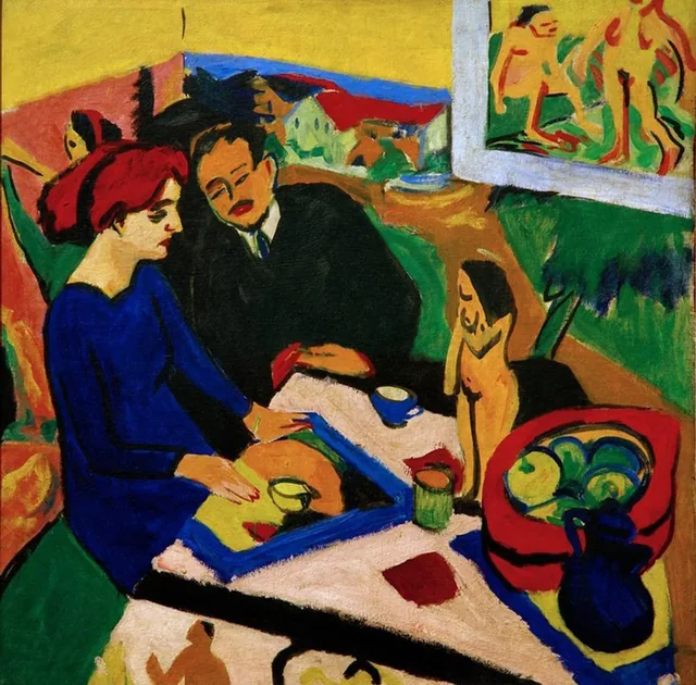 Erich Heckel e Dodo no ateliê